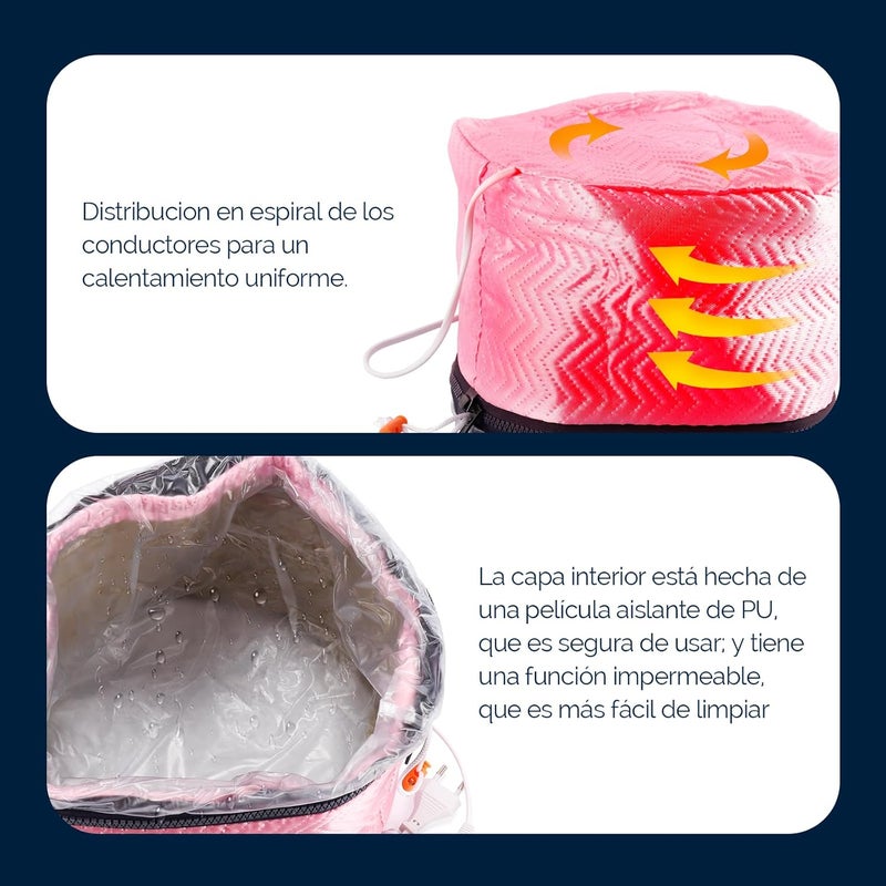 LIARTY Electric Hair Steamer Cap with Temperature Control, Removable Thermal Hair Care Hat for Home Spa (Pink Type) - Image 2